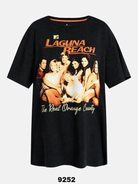 N.W.T Laguna Beach Women's Large Black Oversized 2-Sided Graphic Tee Shirt